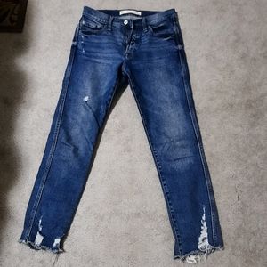 Gap high rise slim straight cropped jeans with raw hem